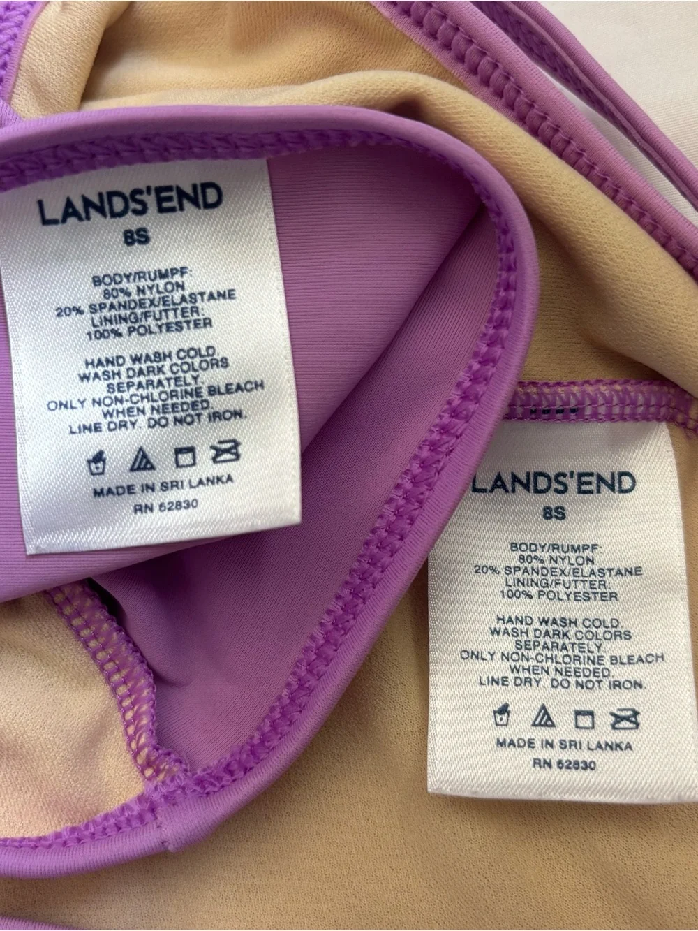 Lands' End Lavender Girls' Tankini with Multicolored Turtle Graphic